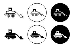 front loader truck flat line icon set. front loader truck Thin line illustration vector