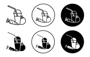 fruit juice outline line icon set sign for web app vector
