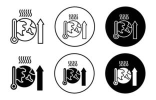 global warming outline line icon set sign for web app vector