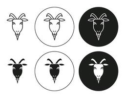 Goat line logo art icon mark. Goat outline drawing set vector