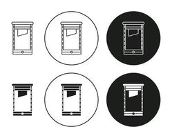 Guillotine line logo art icon mark. Guillotine outline drawing set vector