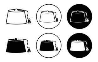 fez hat icon sign set in outline style graphics design vector