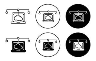 edge computing icon sign set in outline style graphics design vector