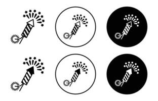 Explosive firecracker flat line icon set. Explosive firecracker Thin line illustration vector