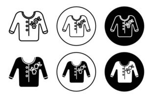 female sweater outline line icon set sign for web app vector