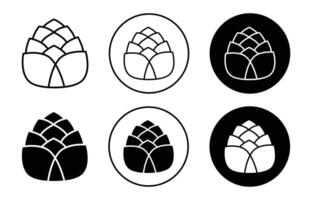 fir cone outline line icon set sign for web app vector