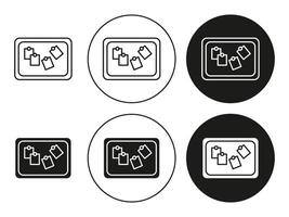 Notice board with notes linear art icon set. Notice board with notes mark for web vector
