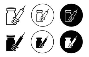 insulin injecting outline line icon set sign for web app vector