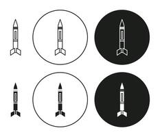 Missile linear thin line icon graphics. Missile set use for web ui or app vector
