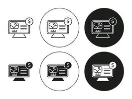 Native Advertising flat line icon collection. Native Advertising set in black and white color vector