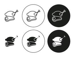 Meat Isolated on White Background set. Meat line art logo vector