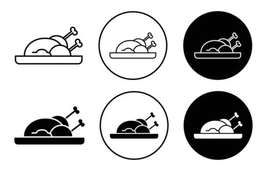 pecking duck food icon sign set in outline style graphics design vector