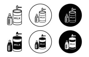 POWDERED MILK outline line icon set sign for web app vector
