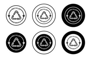 recycle materials simple icon collection set on white background color vector