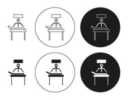 Robotic surgery icon set in thin line outline style. Robotic surgery linear sign vector