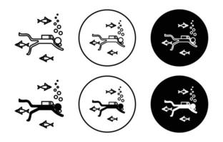 Scuba Diver simple icon collection set on white background color vector