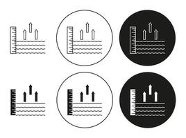 sea level flat line icon collection. sea level set in black and white color vector
