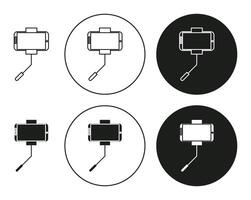 Selfie stick flat editable icon mark set. Selfie stick illustration with thin stroke vector