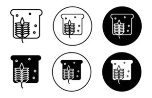 slice of a wheat bread outline line icon set sign for web app vector