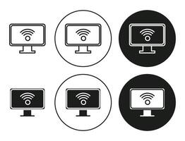 smart Television linear thin line icon graphics. smart Television set use for web ui or app vector