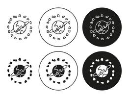 Space junk flat editable icon mark set. Space junk illustration with thin stroke vector