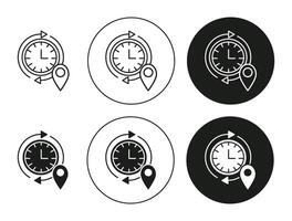 Time Travelling flat line icon collection. Time Travelling set in black and white color vector