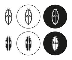 Surfboard flat editable icon mark set. Surfboard illustration with thin stroke vector