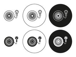Tire pressure monitoring flat line icon set. Tire pressure monitoring Thin line illustration vector