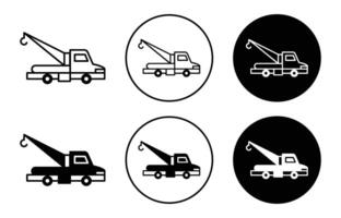 tow truck outline line icon set sign for web app vector