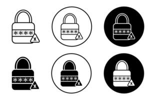 wrong password code outline line icon set sign for web app vector