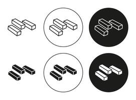 Wooden block linear art icon set. Wooden block mark for web vector