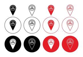 You are Here Pointer Outline Icon drawing set. You are Here Pointer for app web use vector