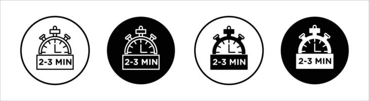 2 to 3 Minutes preparation flat line icon set. 2 to 3 Minutes time Thin line illustration vector