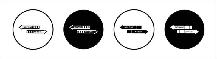 Before after flat line icon set. Before after Thin line illustration vector