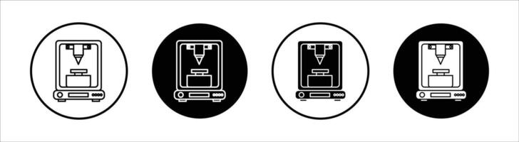 3D printer flat line icon set. 3D printer Thin line illustration vector