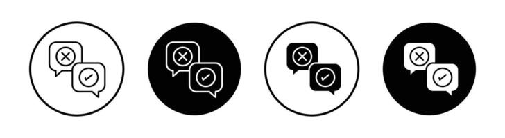 Check false or true icon mark in filled style vector