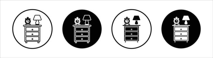 Bedside table flat line icon set. Bedside table Thin line illustration vector
