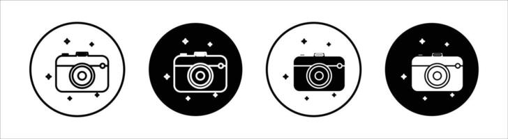 Camera flat line icon set. Camera Thin line illustration vector