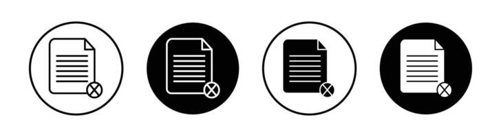 Cancel file icon mark in filled style vector