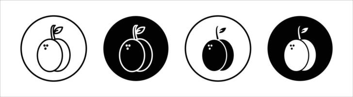 Apricot flat line icon set. Apricot Thin line illustration vector