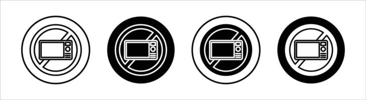 Do not microwave flat line icon set. Do not microwave Thin line illustration vector