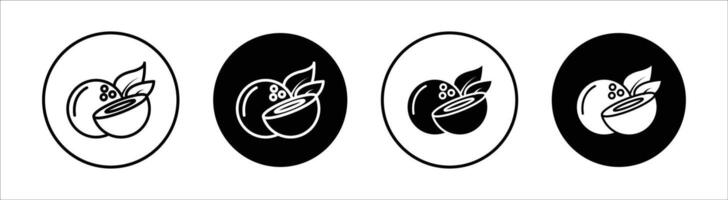 Coconut flat line icon set. Coconut Thin line illustration vector