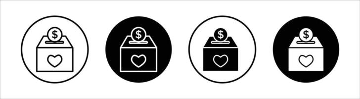 Donation box flat line icon set. Donation box Thin line illustration vector