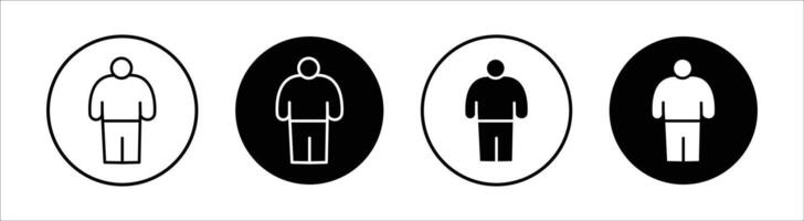 Fat man flat line icon set. Fat man Thin line illustration vector
