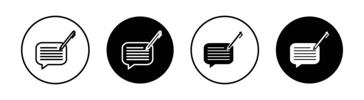 Message writing flat line icon set. Message writing Thin line illustration vector