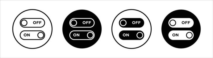 On off switch button slider toggle flat line icon set. On off slider toggle Thin line illustration vector