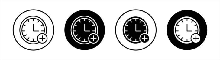 Plus hours flat line icon set. Plus hours Thin line illustration vector