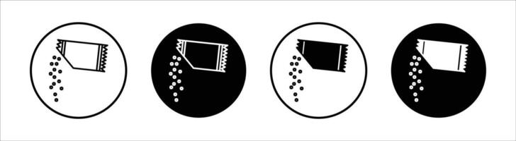 Ripped packet sugar flat line icon set. Ripped packet sugar Thin line illustration vector