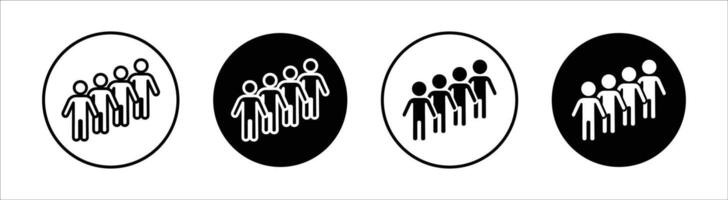 Queue flat line icon set. Queue Thin line illustration vector