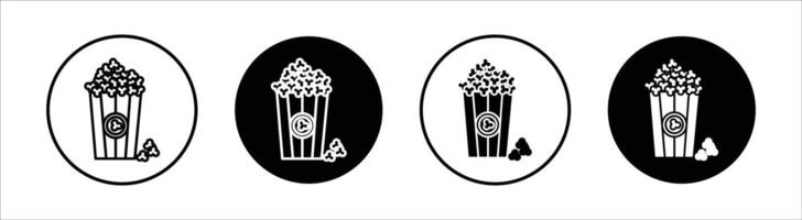 Popcorn flat line icon set. Popcorn Thin line illustration vector